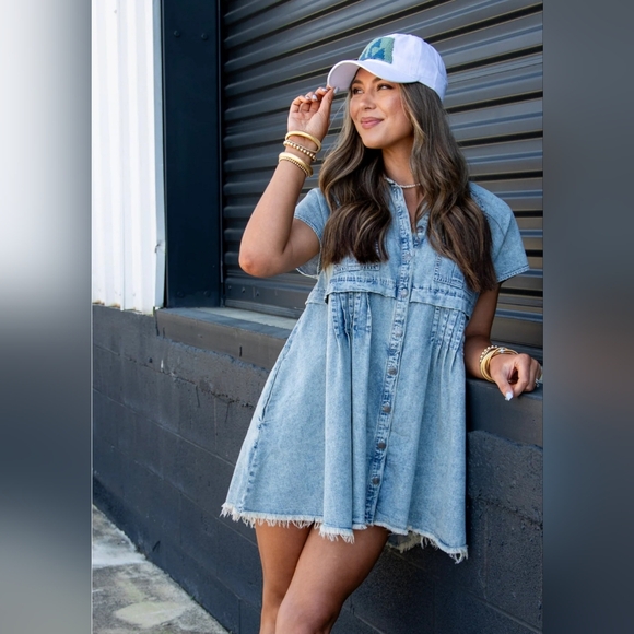 Free People Light Blue Denim Skirt - Picture 1 of 4